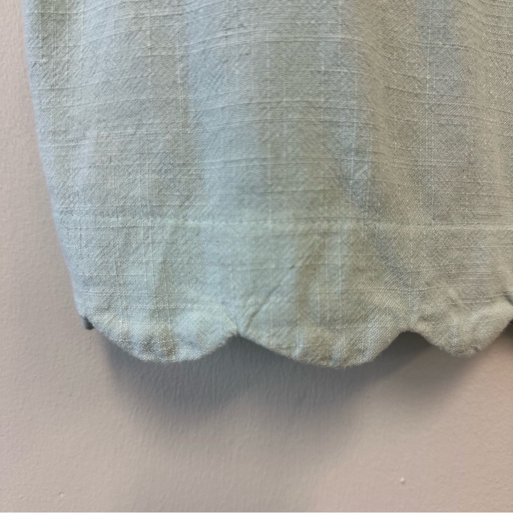 Monteau Linen Blend Mint Green Tank Top with Scalloped Hem - Picture 2 of 7